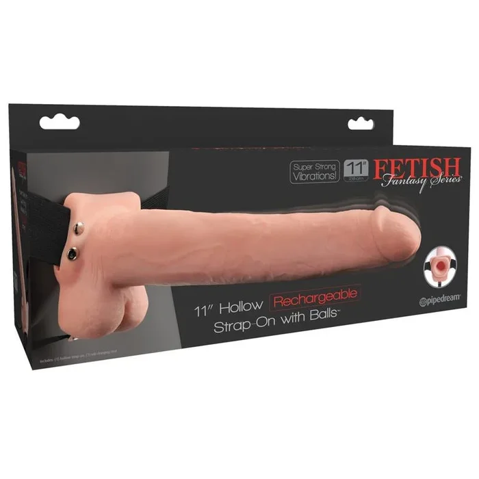 11″ Hollow Rechargeable Strap-on with Balls