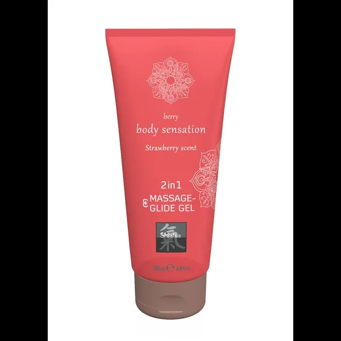 2 in 1 Massage and Glide Gel – Strawberry – 7 fl oz / 200 ml