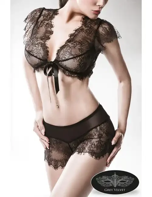 2-teiliges Spitzencami-Set schwarz