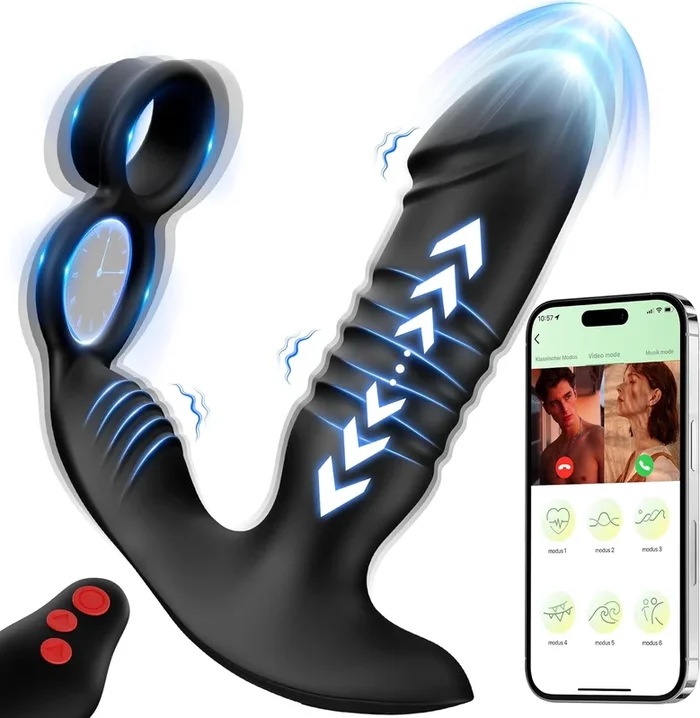 3 in 1 cock ring anal vibrators prostate stimulation with 7 shock functions and 7 vibration modes