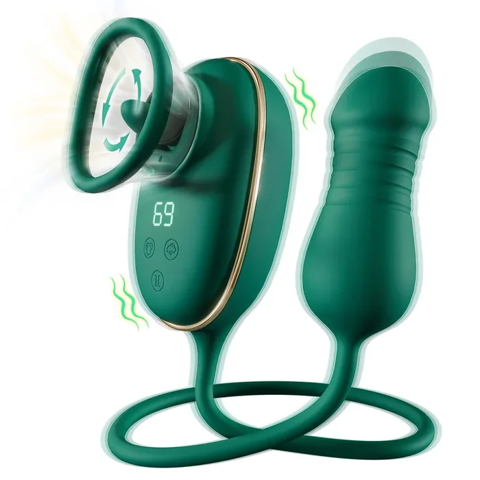 3-in-1-Vakuum-Leck-Vibrator – G-Punkt-Massagegerät, Klitoris-Stimulator & Nippel-Sauger mit schiebendem Dildo