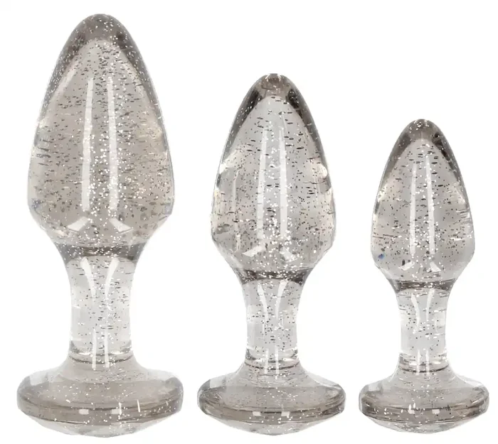 3er-Set Glitter-Plugs Silber