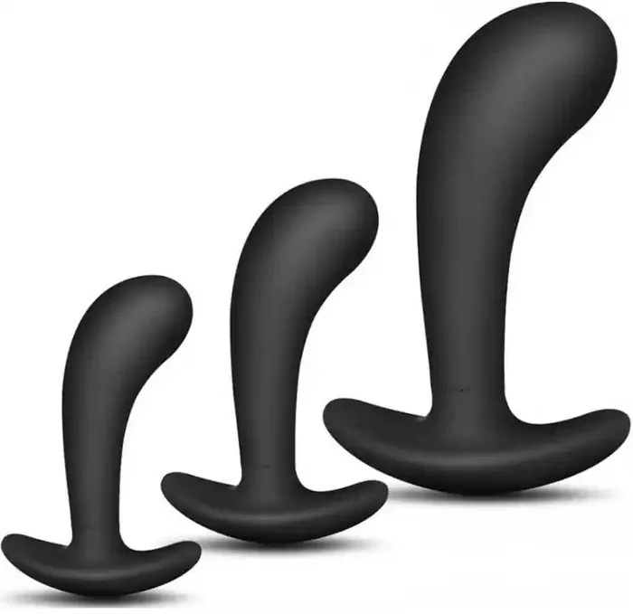 3er-Set Prostata-Miniplugs Silikon 11 x 3.5cm Schwarz