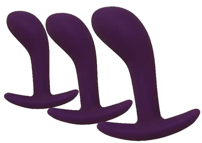 3er-Set Prostataplugs aus Silikon 11 x 3.5 cm Dunkelviolett
