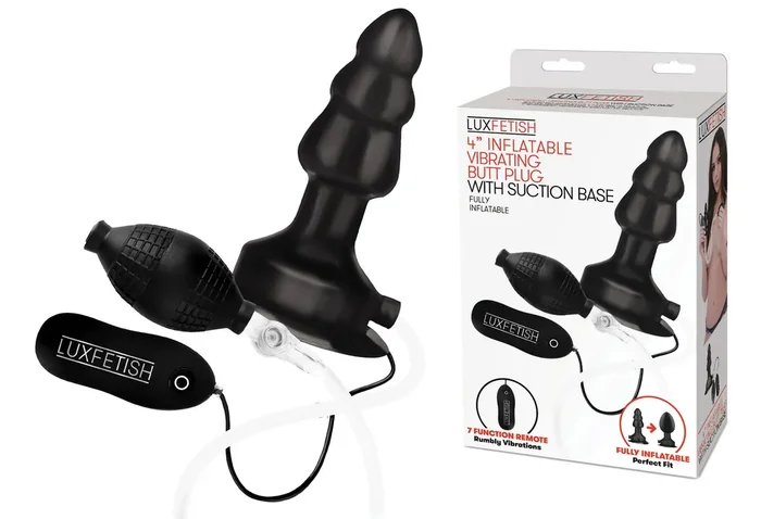 4” Inflatable Vibrating Butt Plug with Suction Base