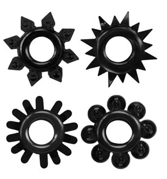 4er-Set Soft Cockrings Ring Stars Schwarz