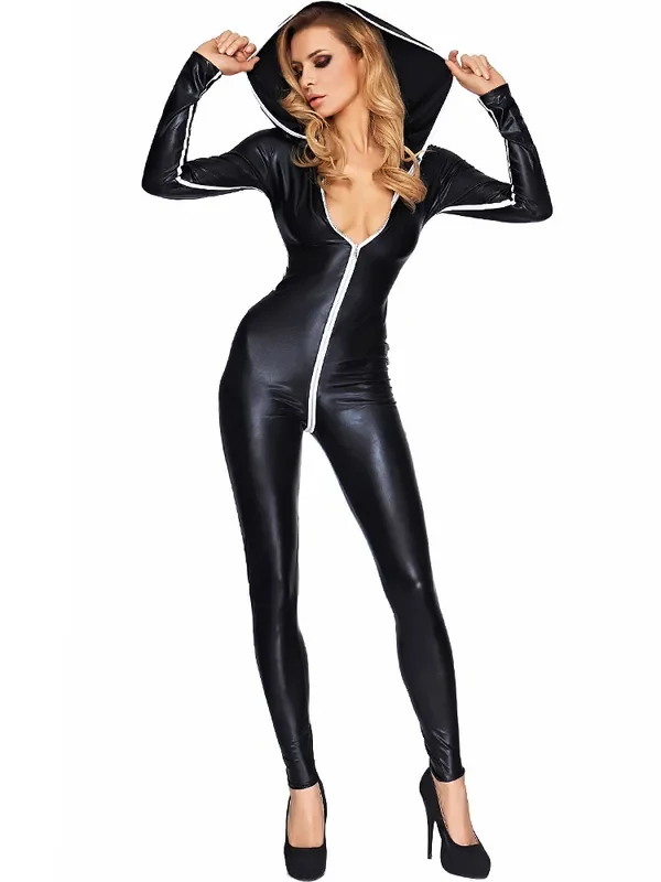 7-Heaven Wetlook-Catsuit Sibate, schwarz
