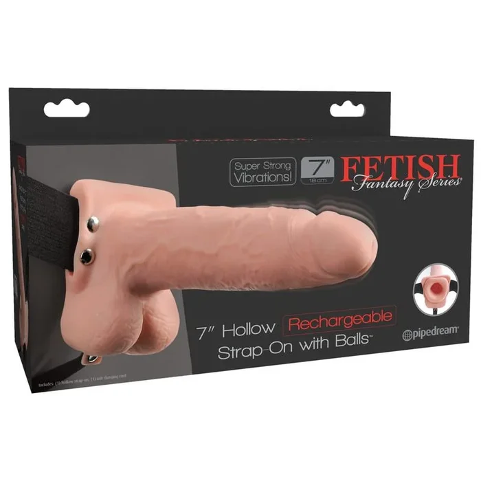 7“ Hollow Rechargeable Strap-on with Balls