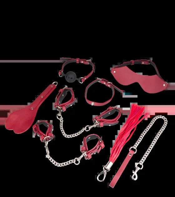 8-teiliges Bondage-Set aus veganem Lederimitat