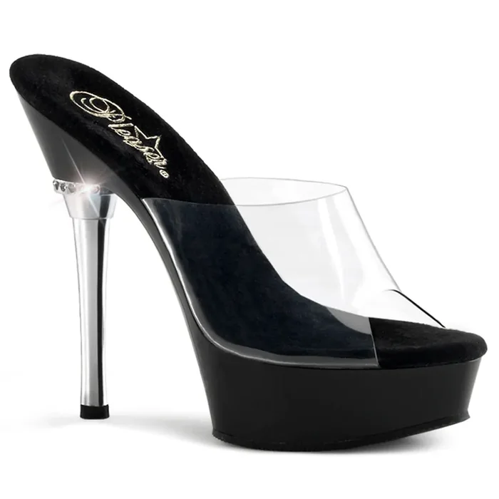 Allure-601 (High Heel Größe 12 – Gr. 42, High Heel Farbe Transparent / Schwarz)