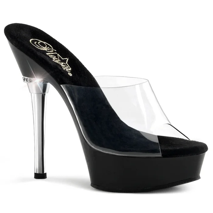 Allure-601 (High Heel Größe: 12 – Gr. 42, High Heel Farbe: Transparent / Schwarz)