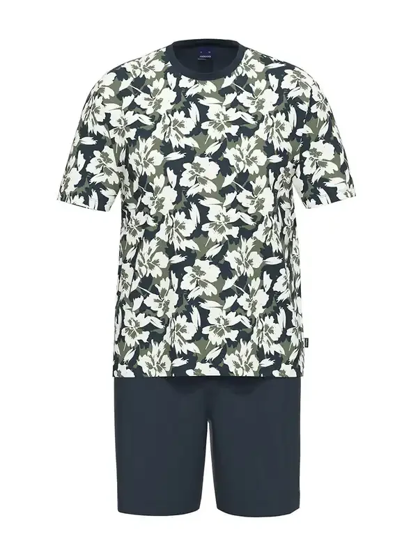Ammann Nightwear Pyjama kurz, blumenprint/blau