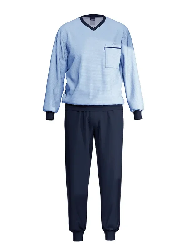 Ammann Nightwear Pyjama lang, hellblaumelange