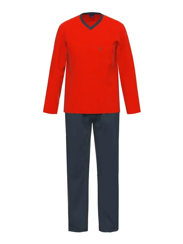 Ammann Nightwear Pyjama lang, rot/dunkelblau