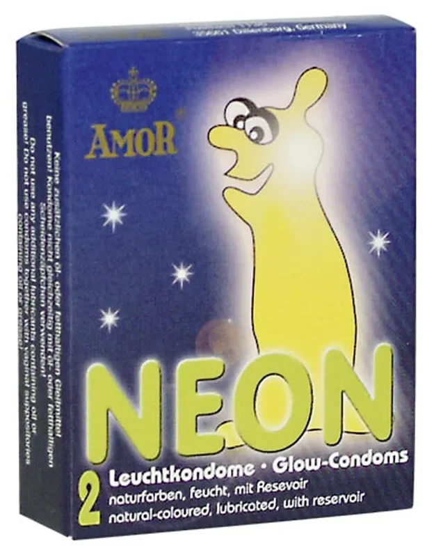 AMOR Neon Glow in the Dark Kondome – 2 Stück