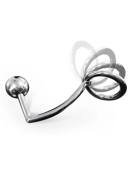 Anal Intruder: Edelstahl-Penis-/Hodenring (50mm) mit Analplug