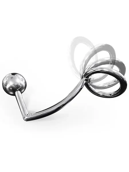 Anal Intruder Edelstahl-Penis-/Hodenring (55mm) mit Analplug