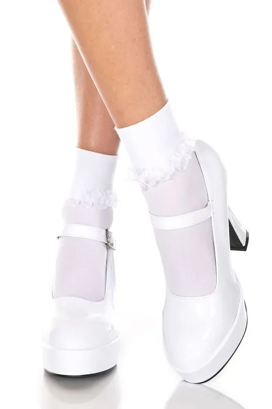Anklets mir Rüschen WEIß