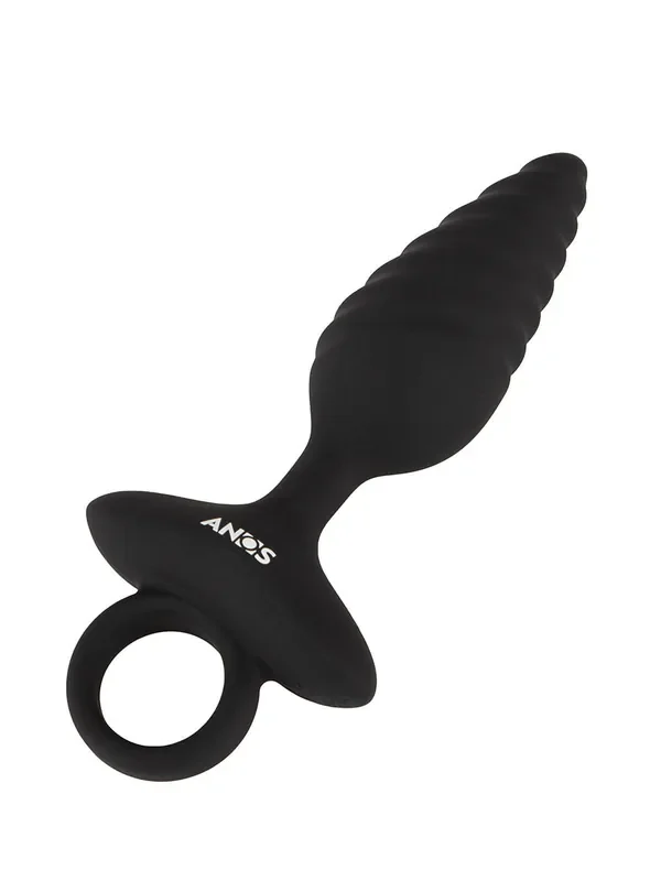 ANOS Flexible Butt Plug Twisted Vibro-Analplug, schwarz