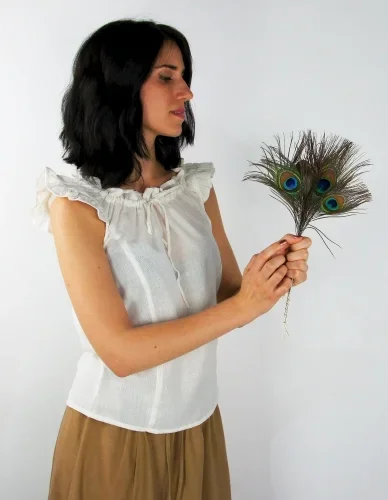 Ärmellose Sommerbluse mit Rüschen (Farbe: Schwarz, Grösse: XL)