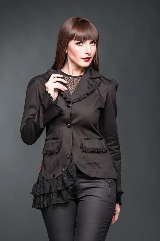 Asymmetrische Jacke mit Spitze