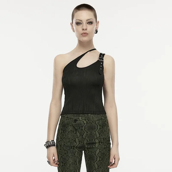 Asymmetrisches One-Shoulder Top mit vertikalem Wellenmuster