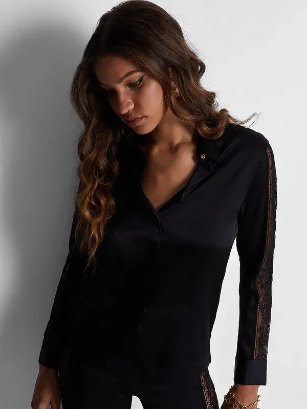 Aubade Midnight Whisper Seiden-Bluse, schwarz