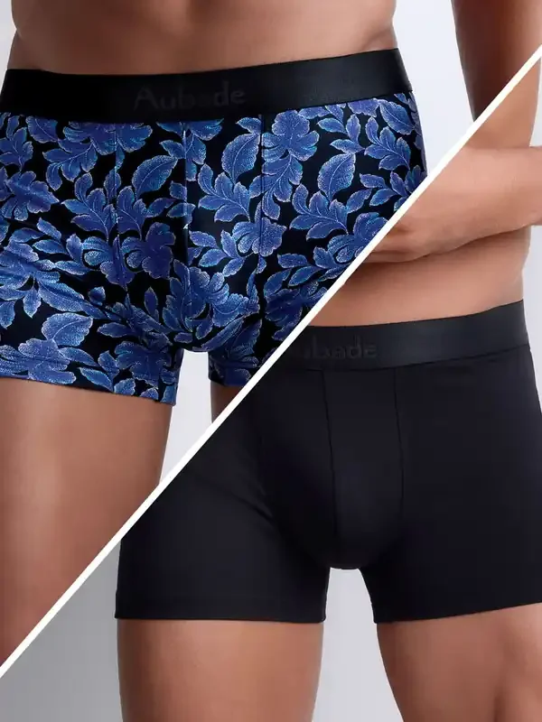 Aubade Sweet Leaf Boxer 2er Pack, print/schwarz