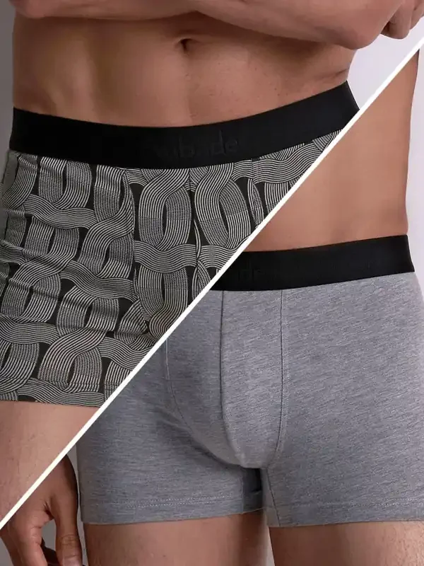Aubade XB Men Knit Boxerpant 2er Pack, grau/schwarz