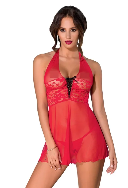 Babydoll aus Zarter Spitze – Rot –