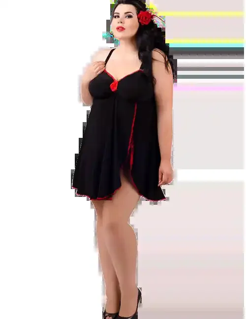 Babydoll Margeritta schwarz/rot ADE2009