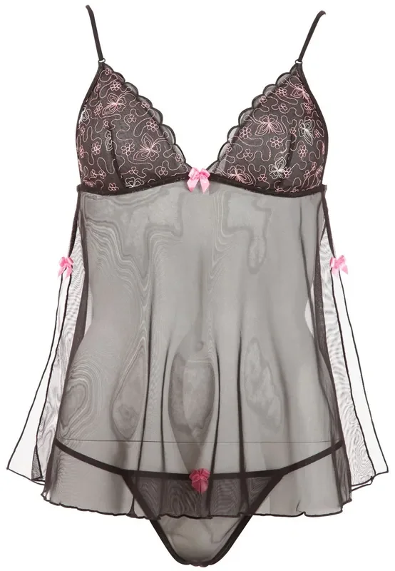 Babydoll schwarz mit Zierschnürung