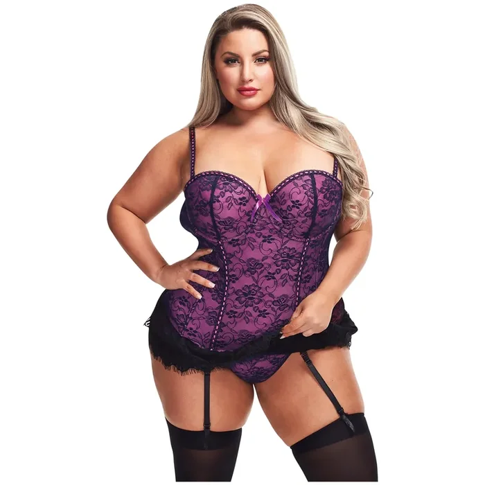 Baci Violettes Florales Korsett-Set Plus Size
