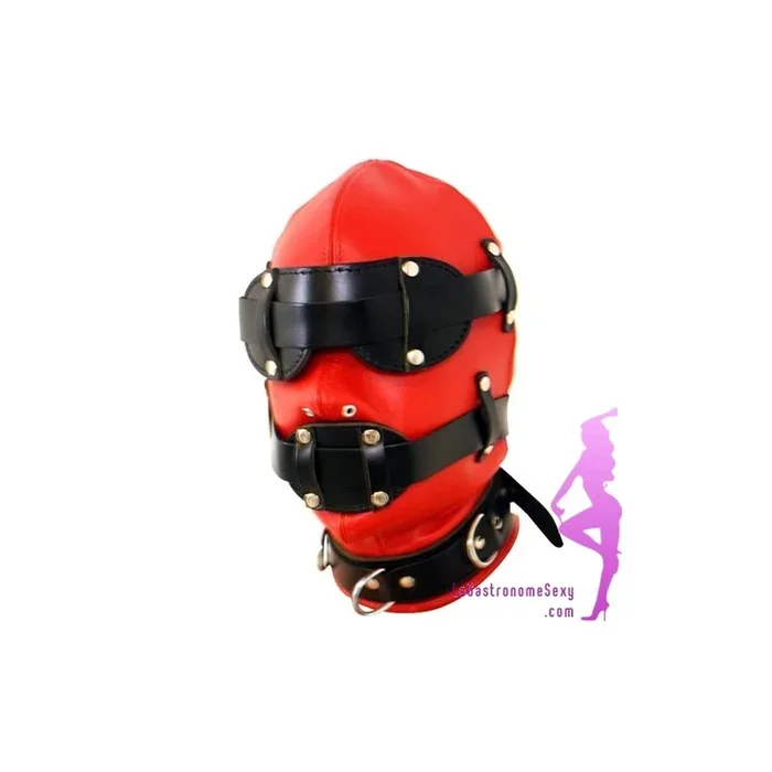 BDSM-Ledermaske in Rot & Schwarz – Vollständige Unterwerfung