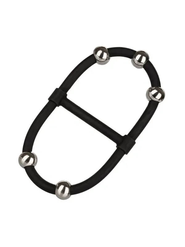 Beaded Dual Silicone Maximizer Penis-/Hodenring, schwarz