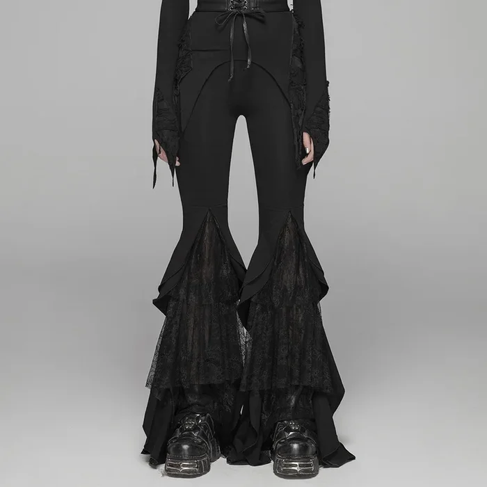 Bell-Bottom Pants mit Rüschen & Spitze