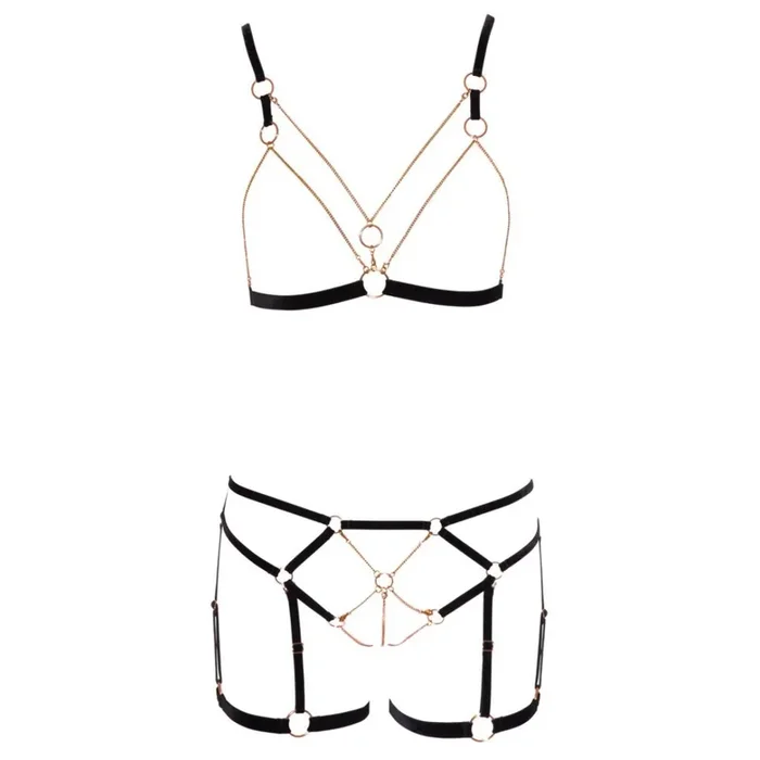 BH ouvert plus Slip ouvert aus Samtbändern