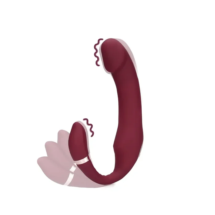 Biegsamer vibrierender halterloser Strap-on Vibrator – Merlot Grape