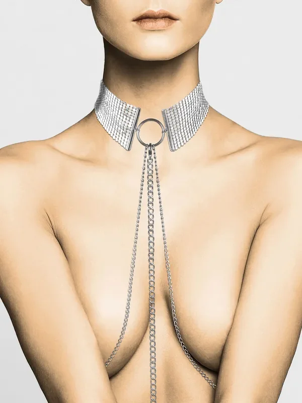 Bijoux Indiscrets Désir Métallique Halsfessel mit Kette, silber