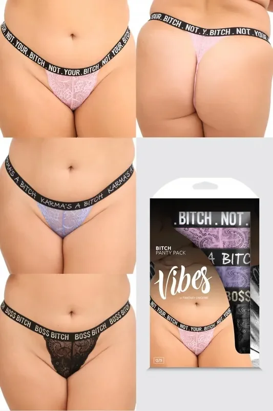 Bitch 3er-Pack Tangas – Für Kurven