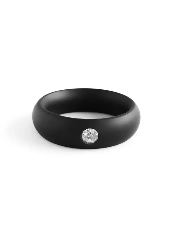Black Label Black Steel Jewelled Donut Cockring Penisring mit Schmuckstein, schwarz