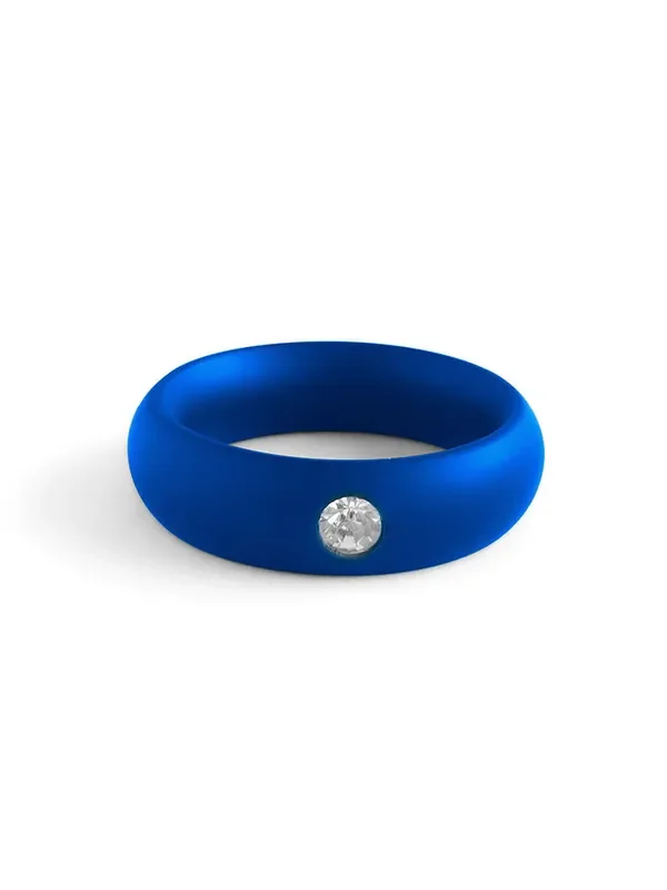Black Label Blue Steel Jewelled Donut Cockring Penisring mit Schmuckstein, blau