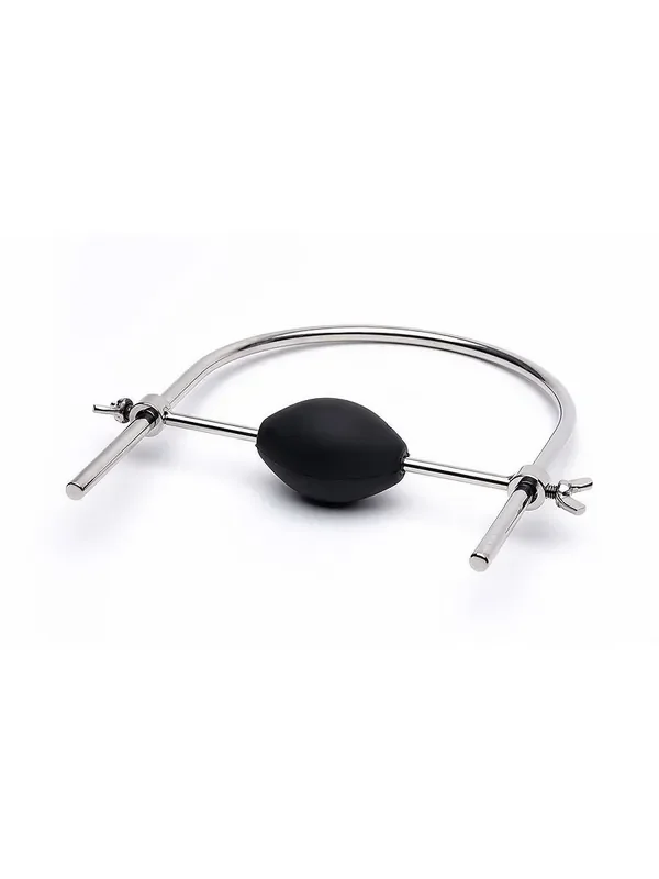Black Label Brace Ball Gag Mundknebel, silber/schwarz