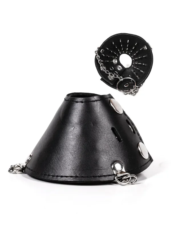Black Label Spiked Parachute Ball Stretcher Leder-Hodenstretcher, schwarz