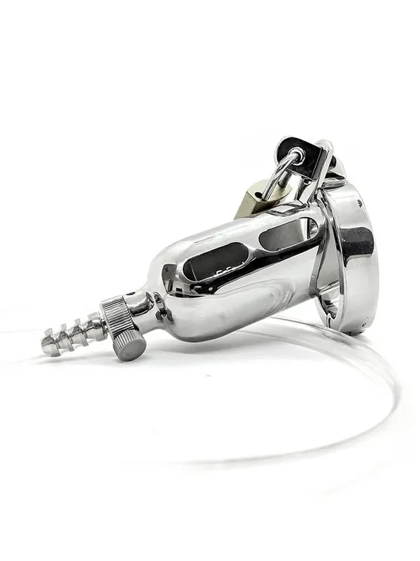 Black Label Stainless Steel The Tap Edelstahl-Peniskäfig mit Schlauch