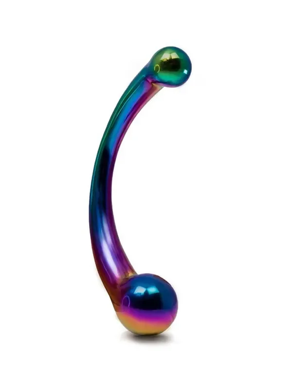 Black Label The Rainbow Curvy Edelstahl-Dildo, bunt