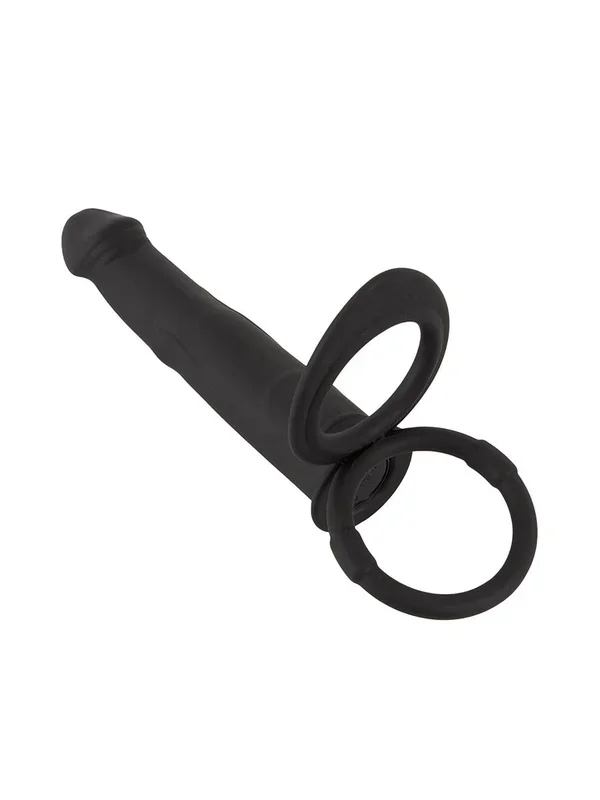 Black Velvets RC Double Fucker: Analvibrator mit Penis-/Hodenring, schwarz