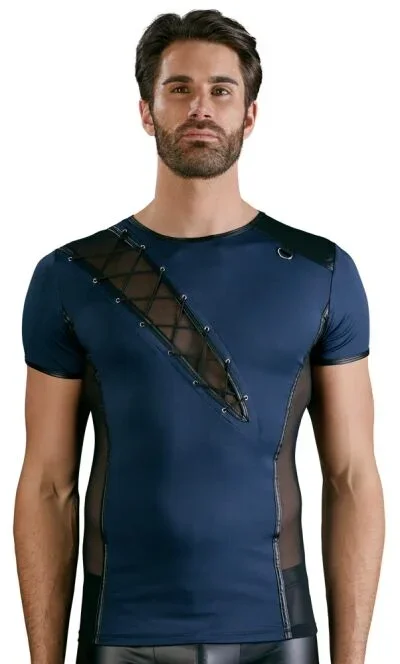 Blaues Shirt mit Schnürung vorne
