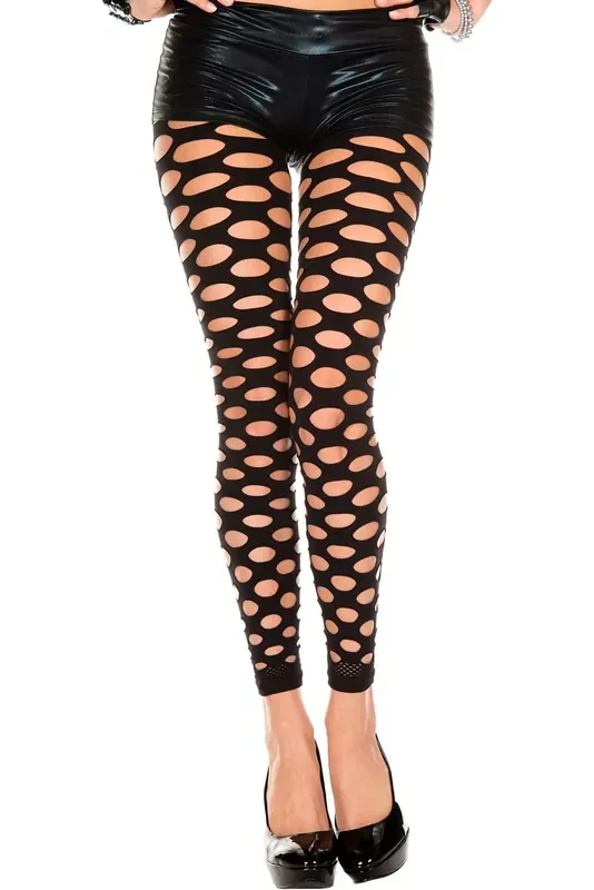 Blickdichte Leggings SCHWARZ mit Löchern