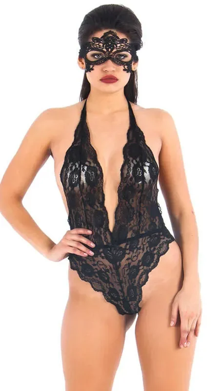 Body mit Neckholder mit Spitze